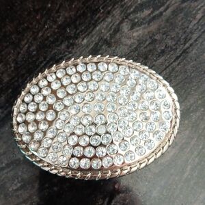 Oval Rhinestone Statement Belt Buckle